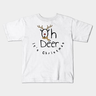 Oh Deer It's Christmas - Reindeer cool design Kids T-Shirt